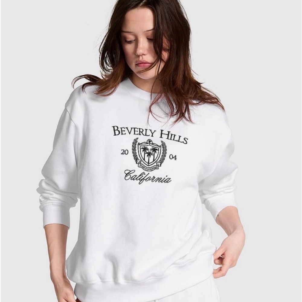 PINK Victoria's Secret White Beverly Hills California Sweatshirt